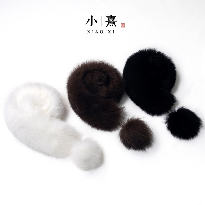 【雪柔】2025冬季新款狐狸毛长款百搭时尚围脖女款保暖加厚围巾