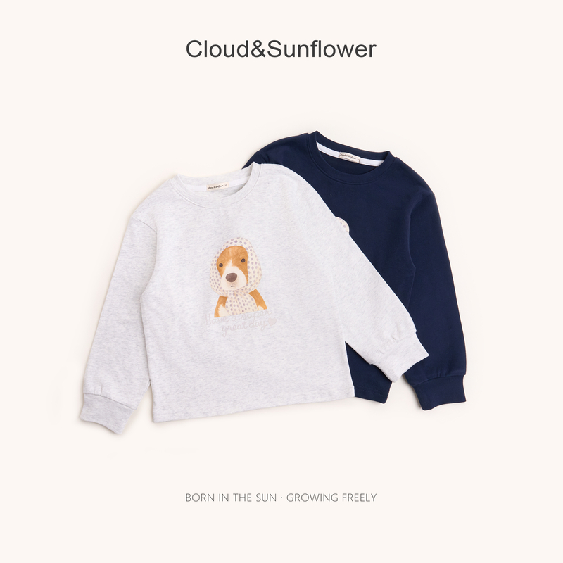 【云朵小葵】女童秋季小狗围巾纯色圆领洋气卫衣253109