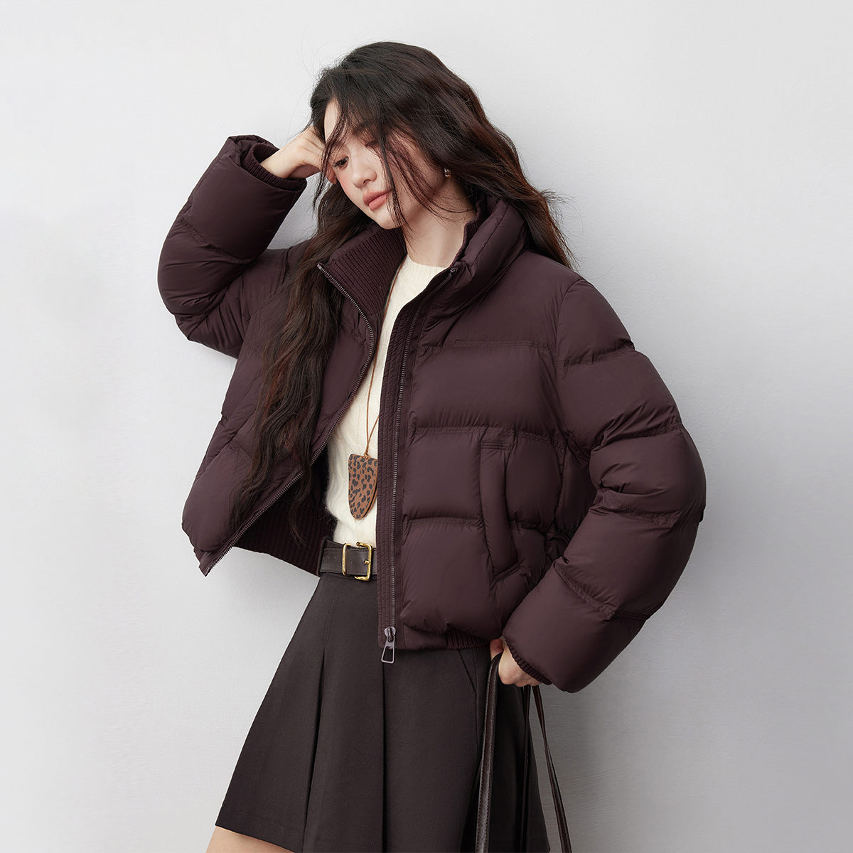 【主播专属】朗文斯汀短款假两件拼接羽绒服DTMA5509C12778