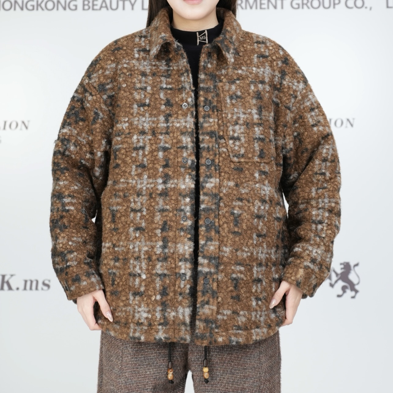 2025H·K美狮潮牌港冬季扎染渐变厚款休闲百搭翻领棉服