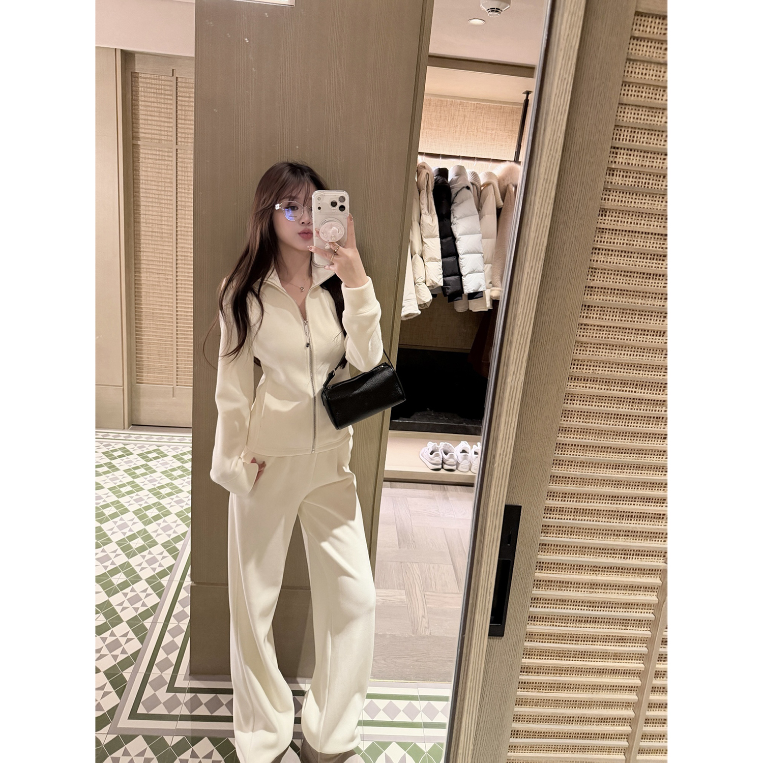 【AHY】舒芙蕾~奥粒绒加厚保暖休闲立领针织运动套装瑜伽服新品