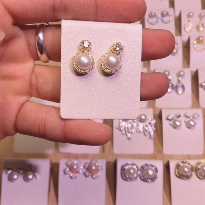 淡水珍珠耳饰银S925镶嵌