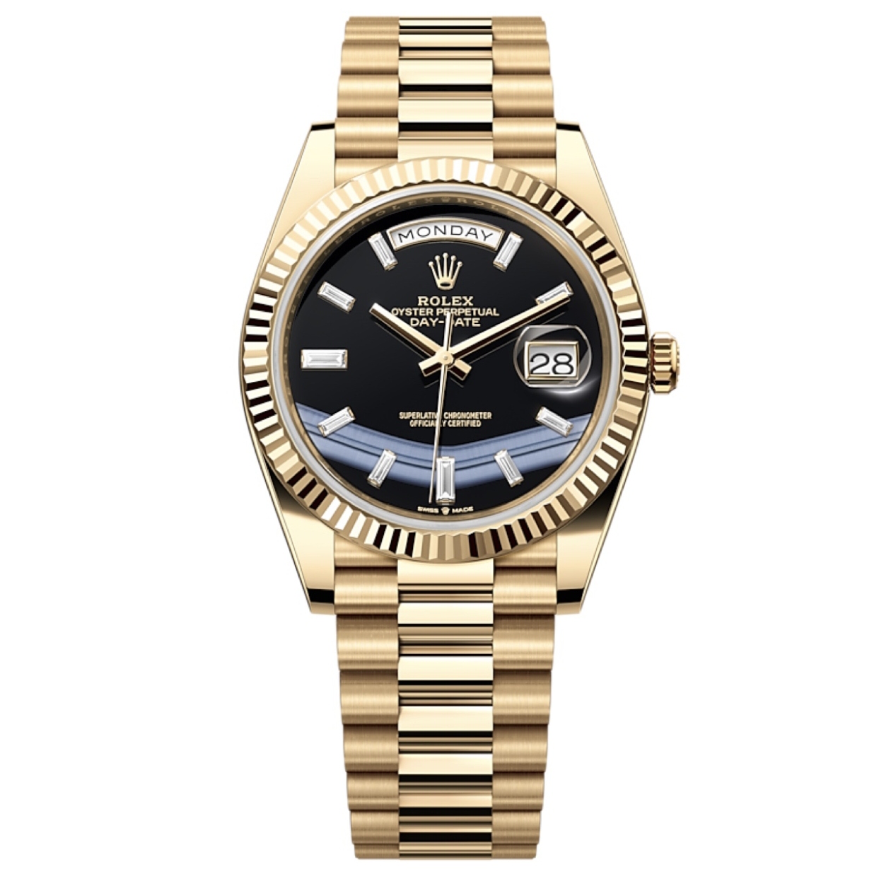 99新 Rolex/劳力士 22年全套/星期日历型系列228238黑玛瑙