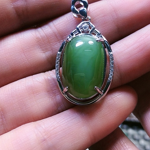 和田玉戒指银S925镶嵌