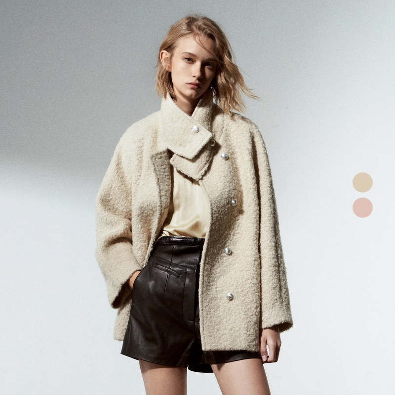 【旧ID】【流光风】IRO Night 绵羊毛外套长袖立领泰迪熊肌理感秋冬高