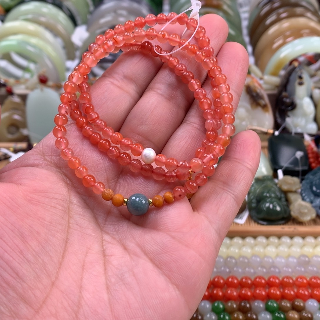 南红玛瑙未镶嵌手链卡0.5