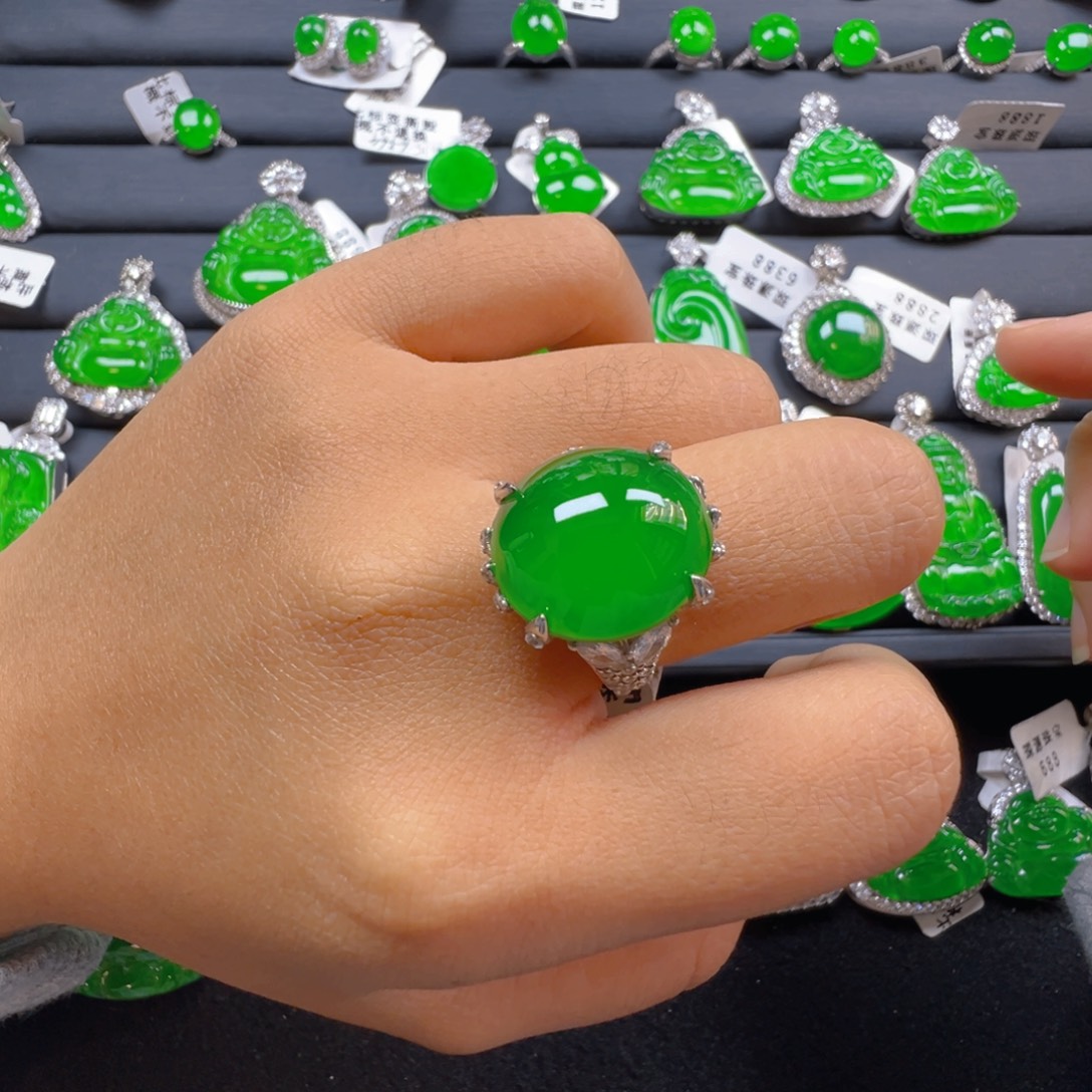 翡翠银S925镶嵌戒指