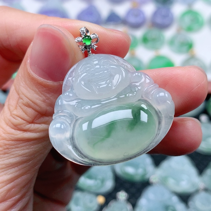 翡翠吊坠(不含链)18K金镶嵌