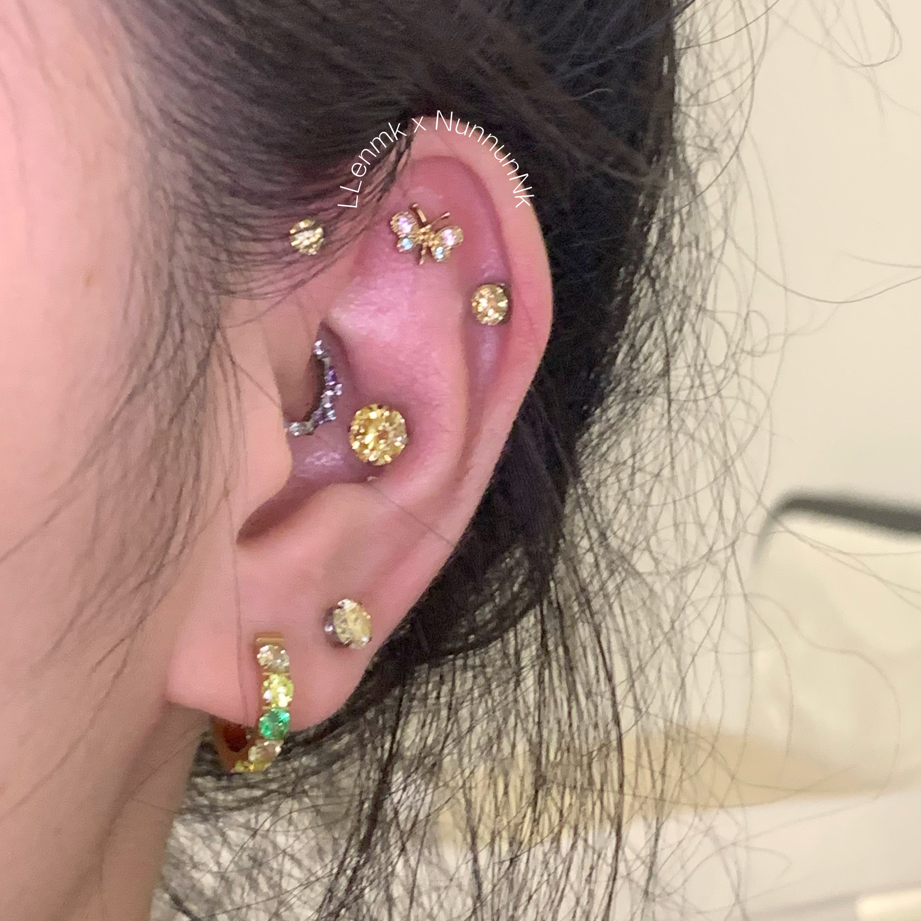 钛合金莫桑石耳饰 莫桑钻超闪火彩耳骨钉耳蜗钉