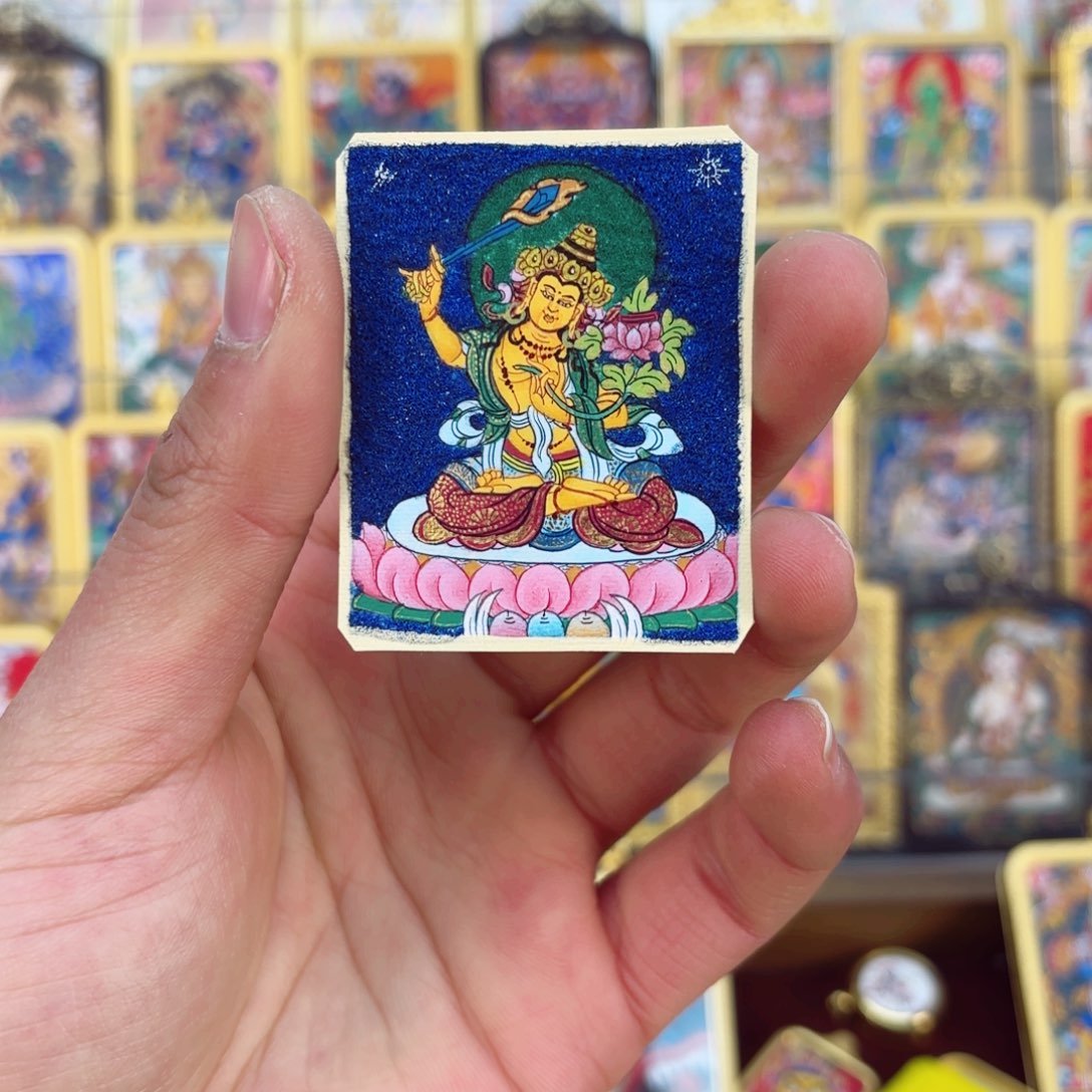 吊坠美***姐纯手绘唐卡文殊
