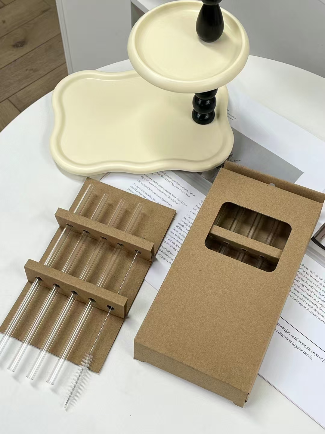 两盒装！8根+2刷 耐高温高硼硅吸管22cm 边角圆润不伤嘴 玻璃吸管