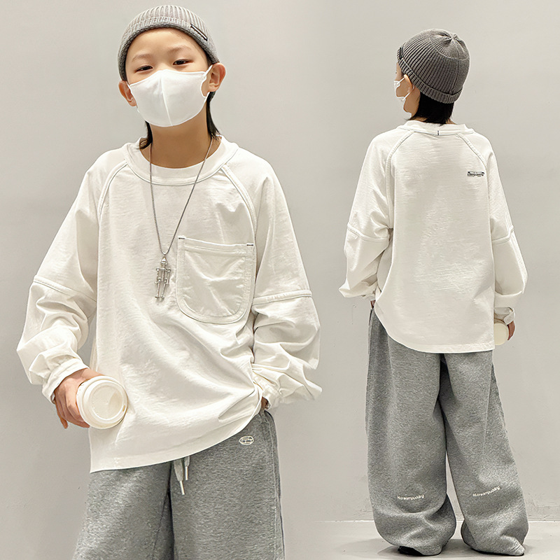 男童长袖t恤春秋款打底衫男孩宽松秋装2025新款纯棉男宝宝儿童装
