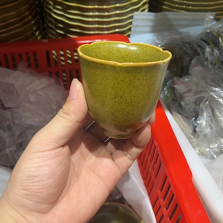 茶叶末菊花杯陶瓷的