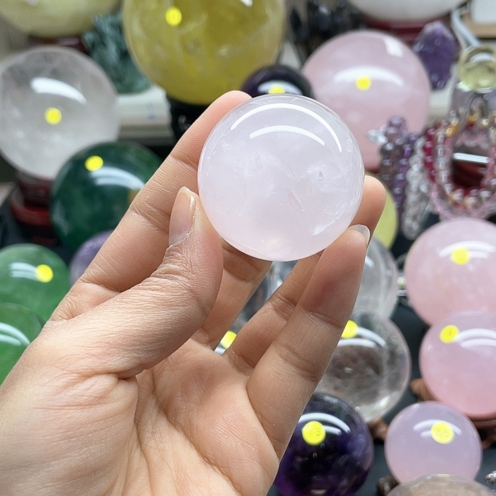 水晶天然水晶粉卡4.4六芒星未镶嵌