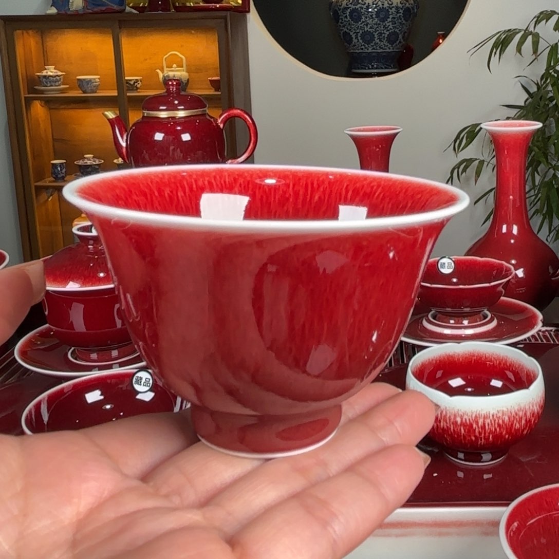 杯子景德镇宾花茶器原矿郎红杯