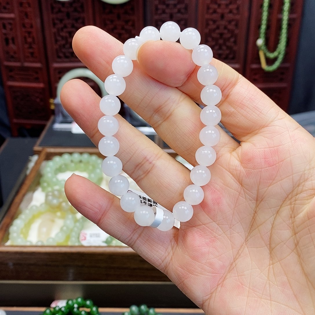 和田玉手串未镶嵌白玉8