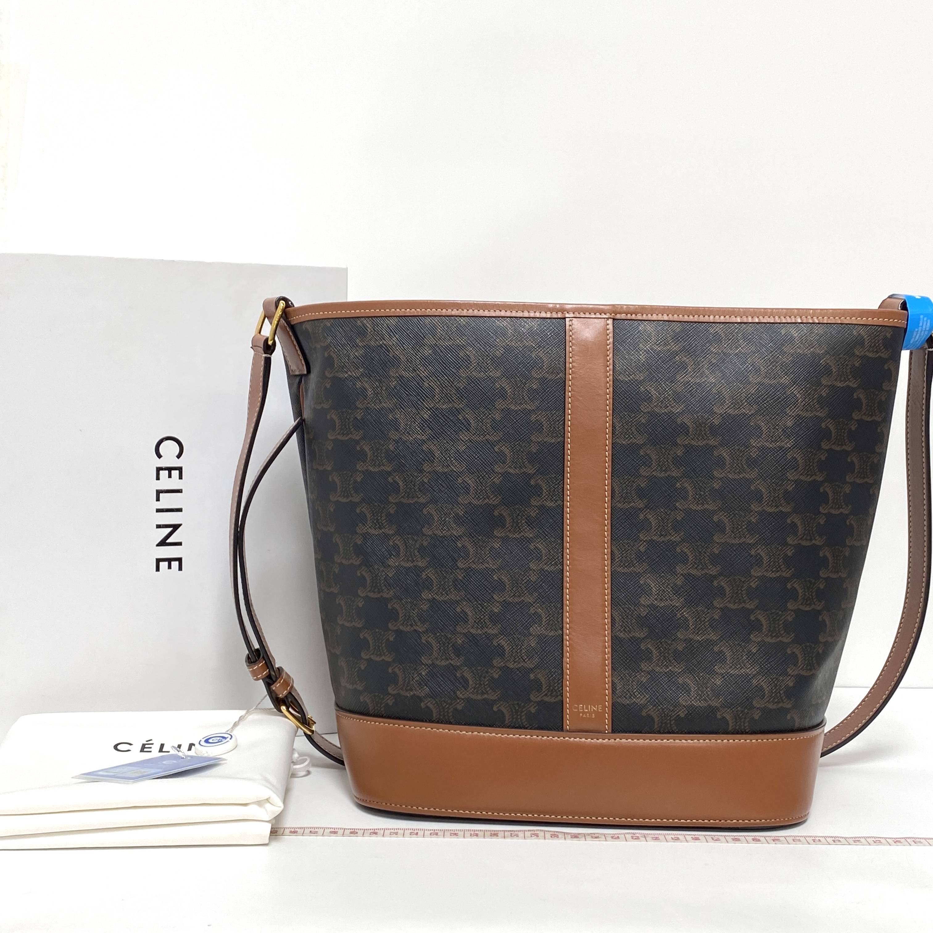 95新 Celine/思琳 玺越奢品 赛琳老花中号水桶单肩包 THCI2316