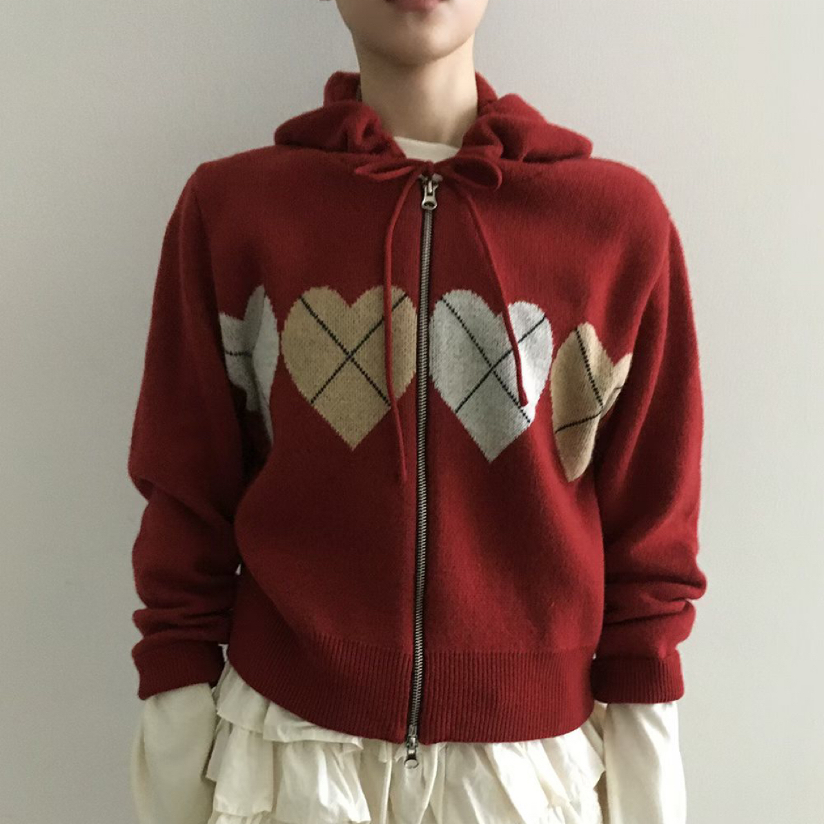 M2韩国女装 正品东大门针织连帽开衫毛衣外套（NO退NO换）