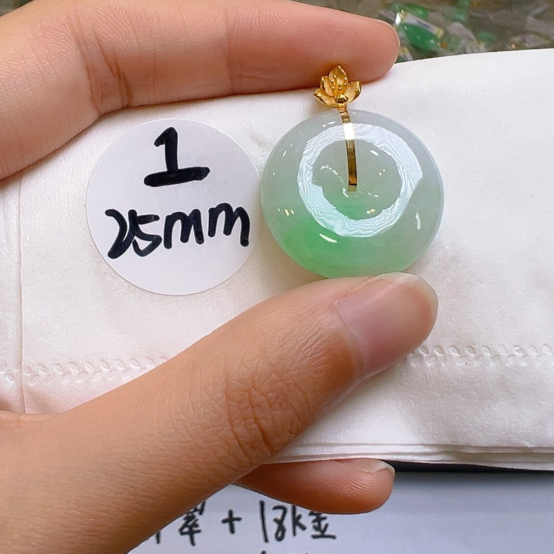 翡翠18K金镶嵌吊坠(不含链)翡翠