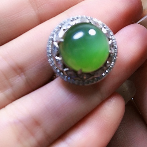 和田玉戒指银S925镶嵌