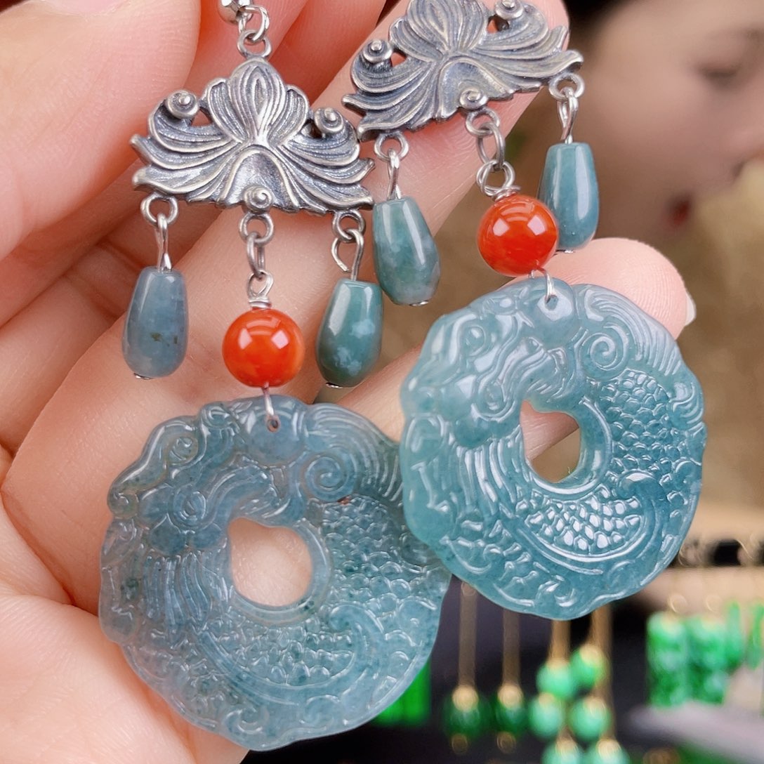 翡翠未镶嵌耳饰饰品