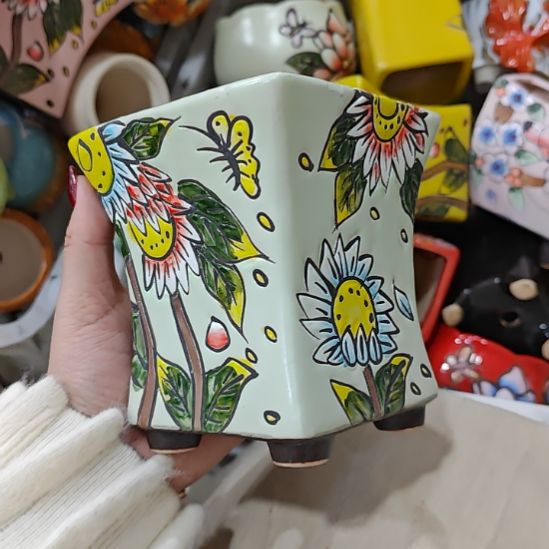 当场拍满15元发货不凑不发，花盆盆口不方不圆有针孔黑点是正常的，