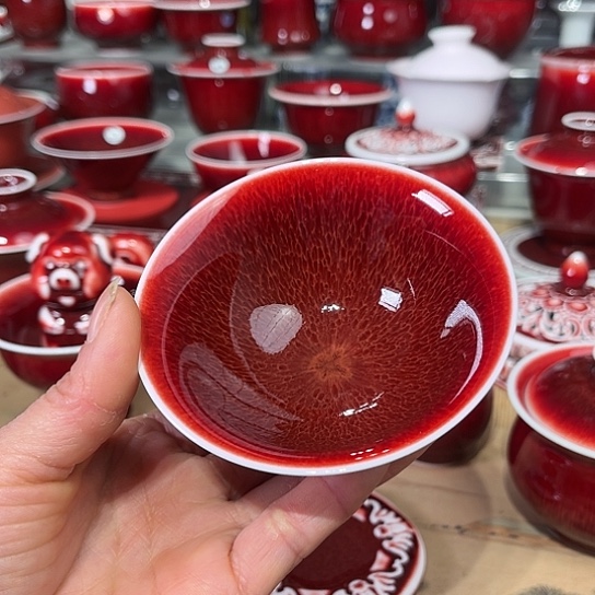 景德镇陶瓷红马坊小斗笠杯