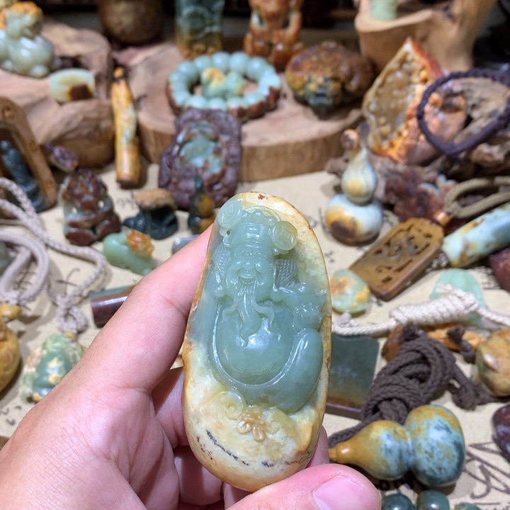 岫岩河磨玉（透闪石质玉）手把件未镶嵌用****8