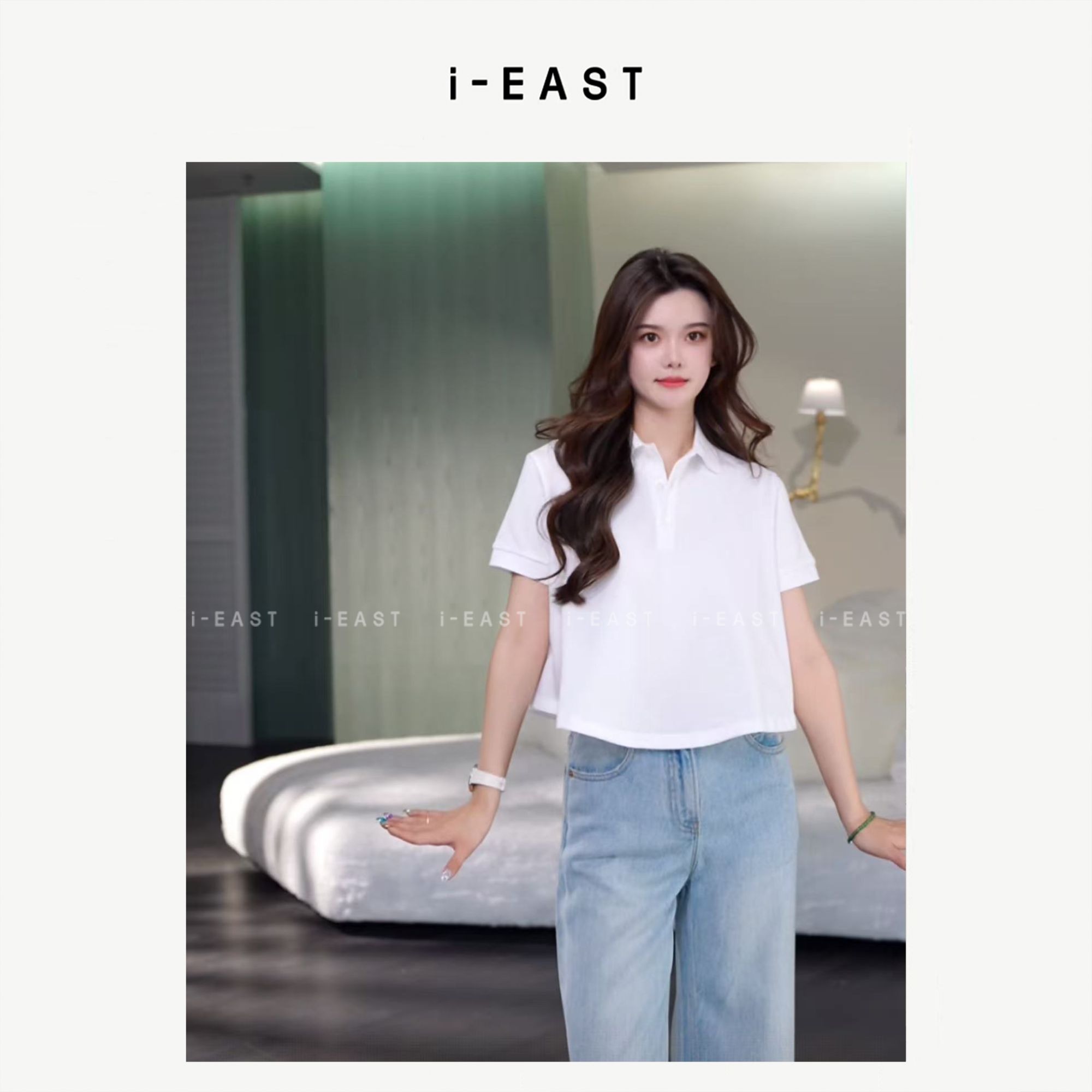i-EAST 女团创造营~polo翻领减龄短袖T恤上衣-5X SY9175