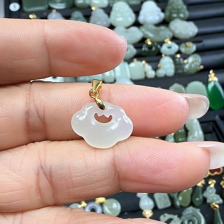 和田玉吊坠(不含链)银S925镶嵌