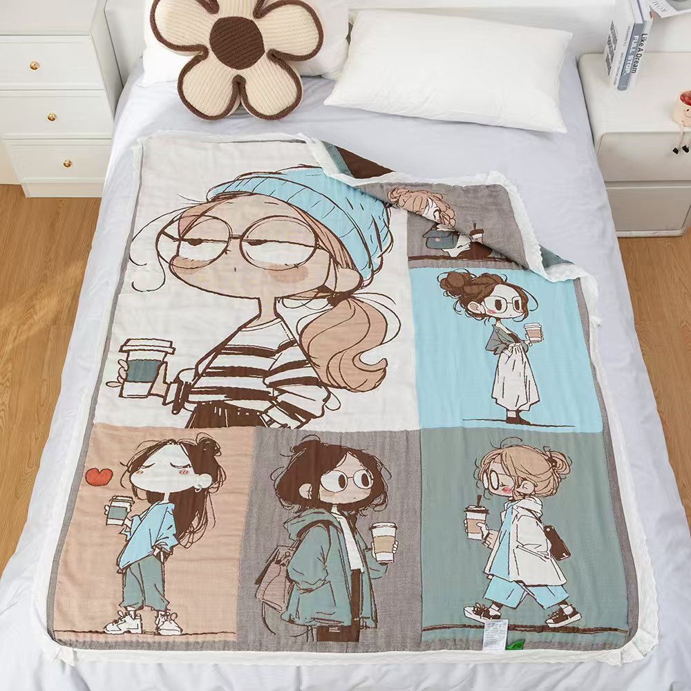 【奶茶女孩】不带花边全棉A类细纱布1.2*1.5儿童泡芙被柔软亲肤