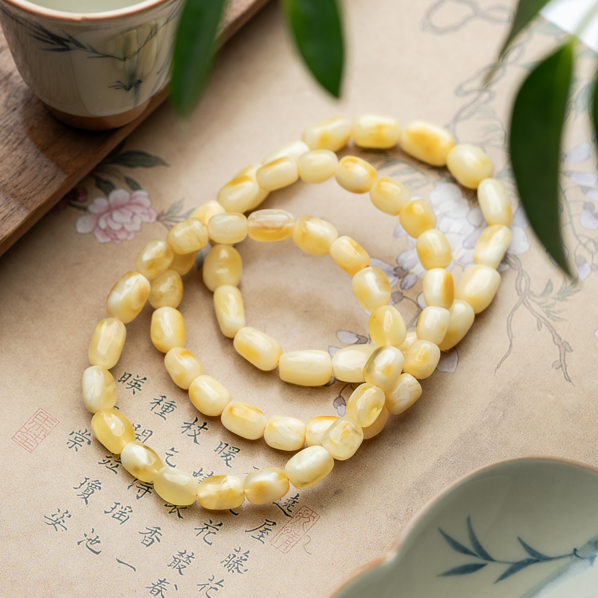 蜜蜡随形枣仁珠单圈手串天然珠宝小众百搭手链饰品（多样性发其一）