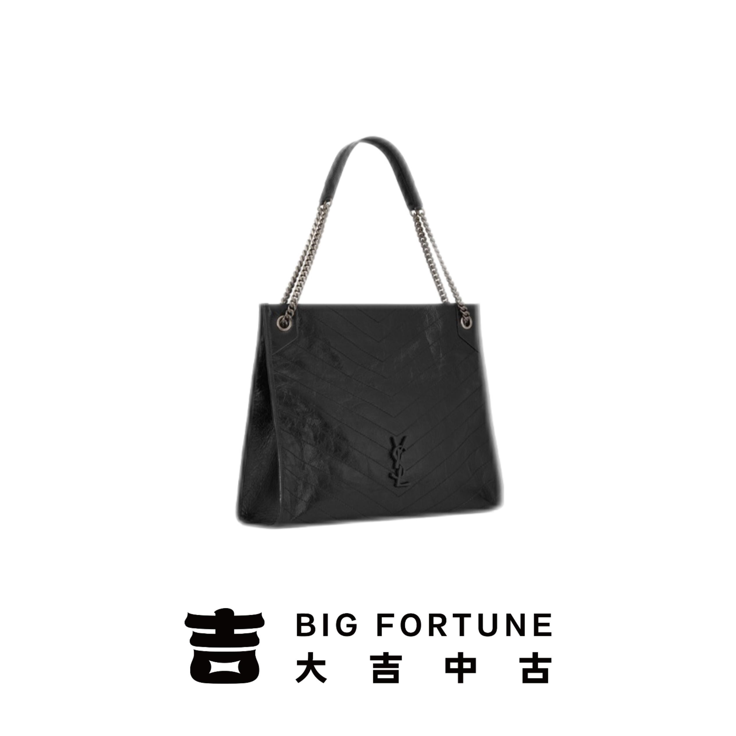 99新 YSL/圣罗兰 大吉中古/Ysl圣罗兰黑银shopping bag单肩包