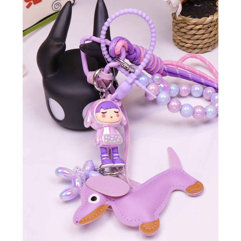 B6字母时尚百搭木马暴力熊网球编织绳钥匙扣包包挂件