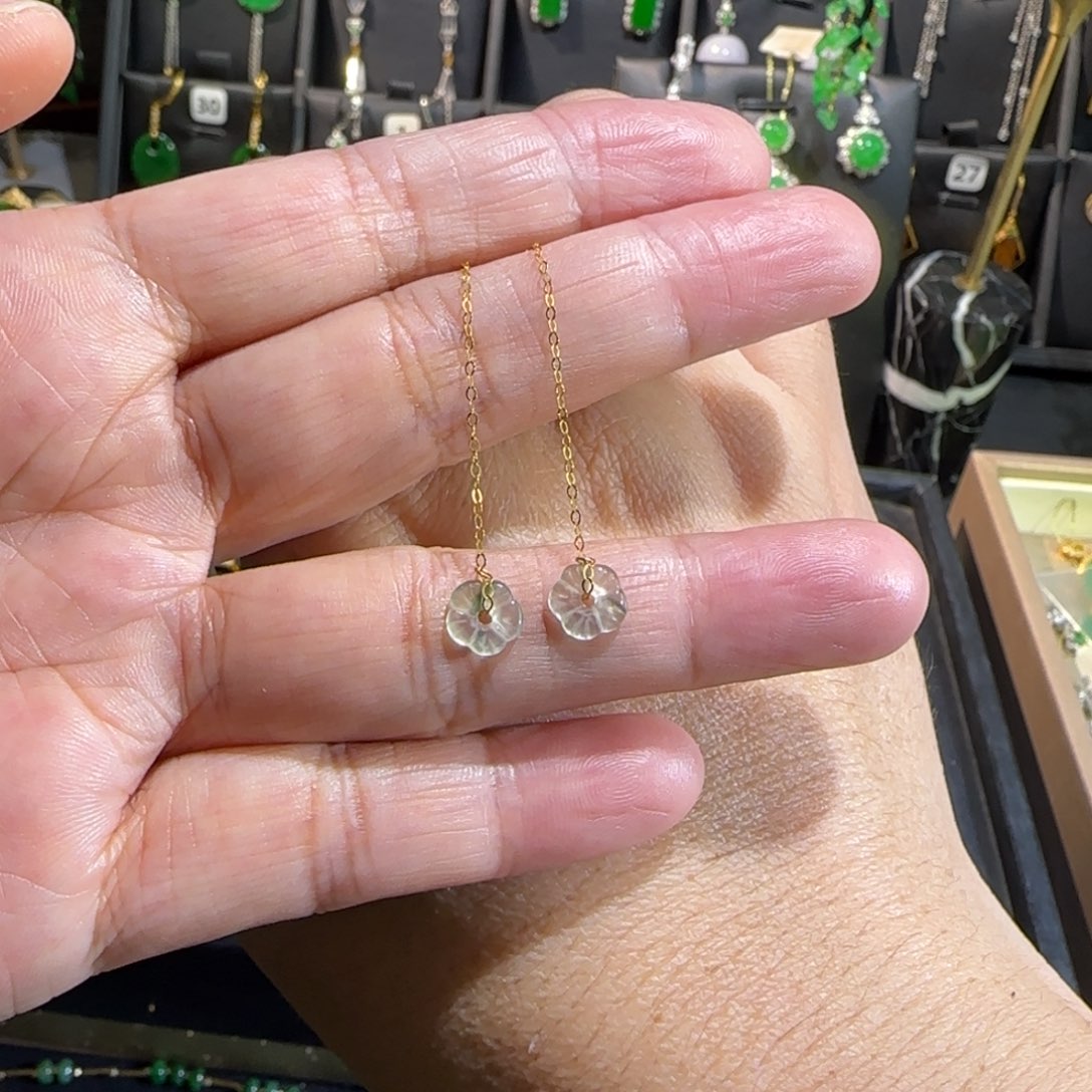 翡翠18K金镶嵌颈饰耳线