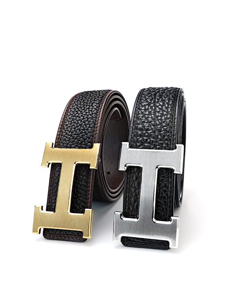 非洲进口牛皮不锈钢平滑扣真牛皮皮带男士工字扣腰带轻奢百搭M059