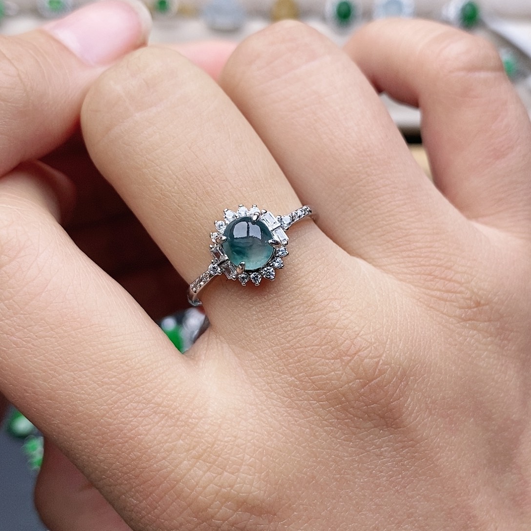 翡翠银S925镶嵌戒指