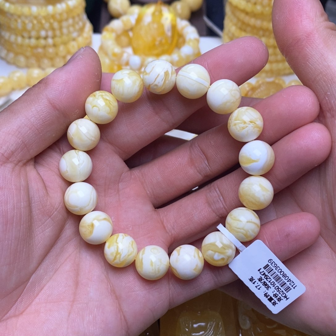 【闪购商品】蜜蜡裸石未镶嵌12+圆珠手串