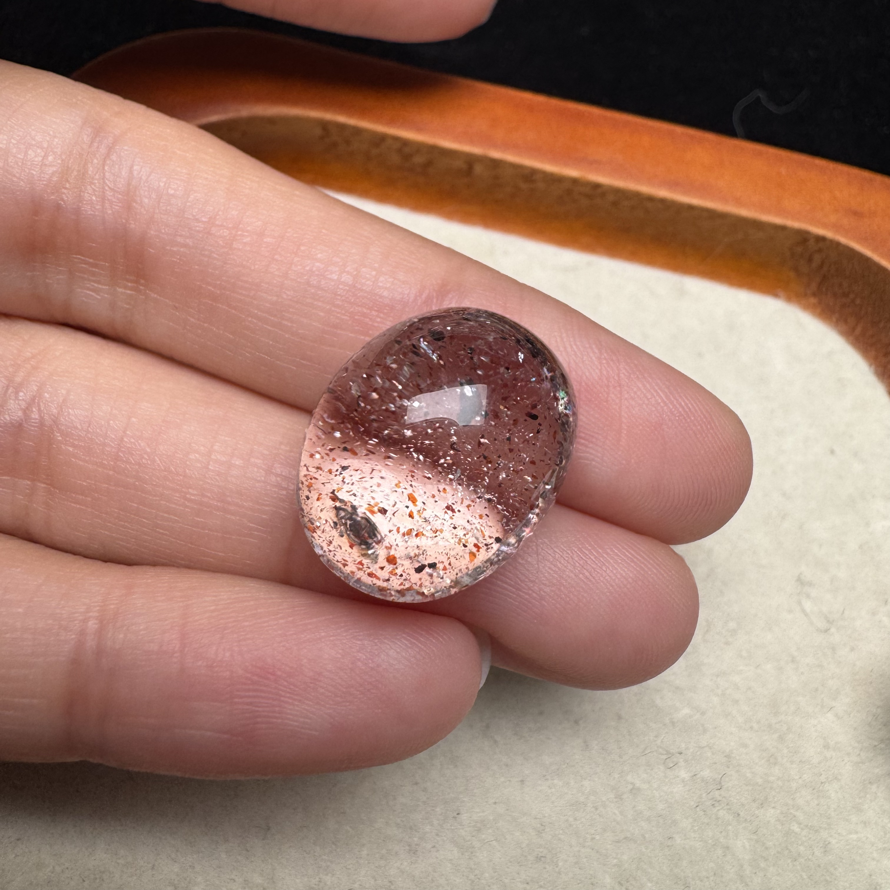 定制款金草莓水晶蛋面14.8×18mm