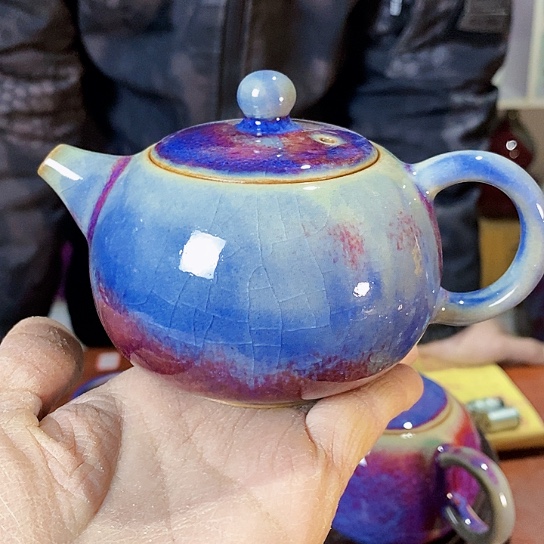 摆件乌**桃尚峰钧窑作品壶摆件