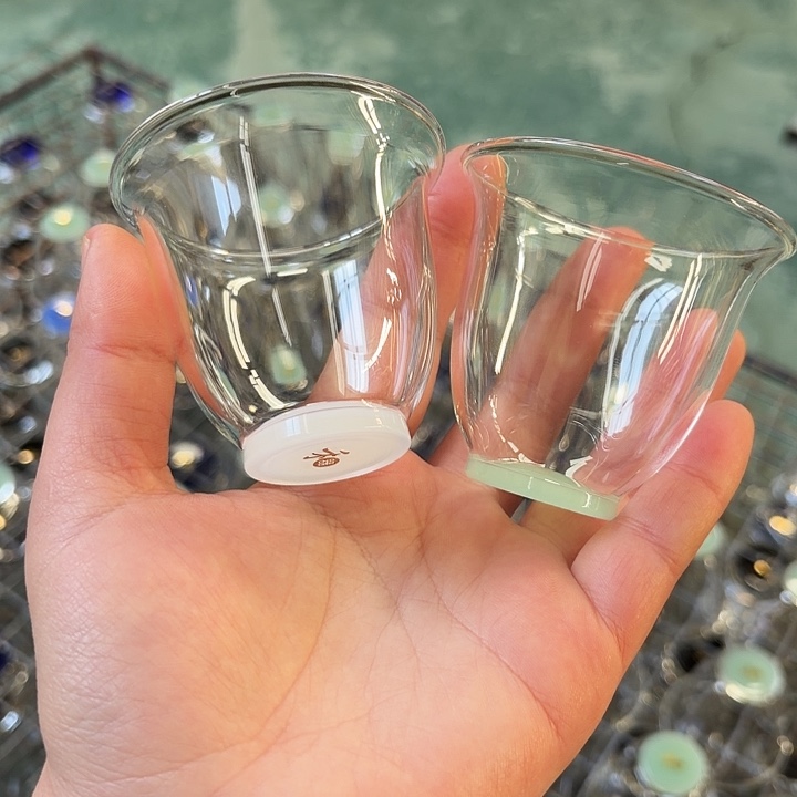 手工艺品玻璃玻璃茶器韵杯白➕绿