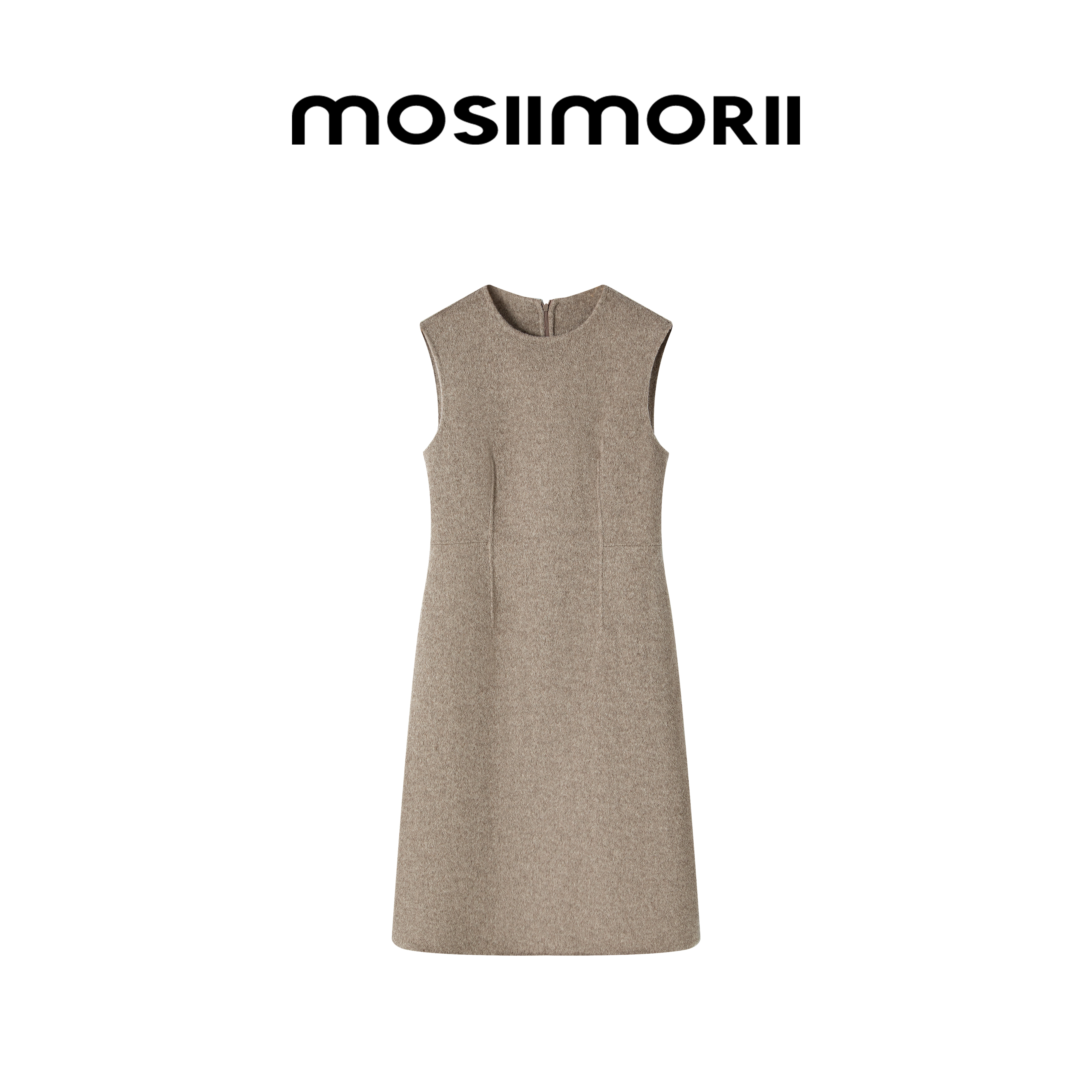 【达尔文】经典复古摩登时髦花苞裙型简约女士纯色无袖连衣裙