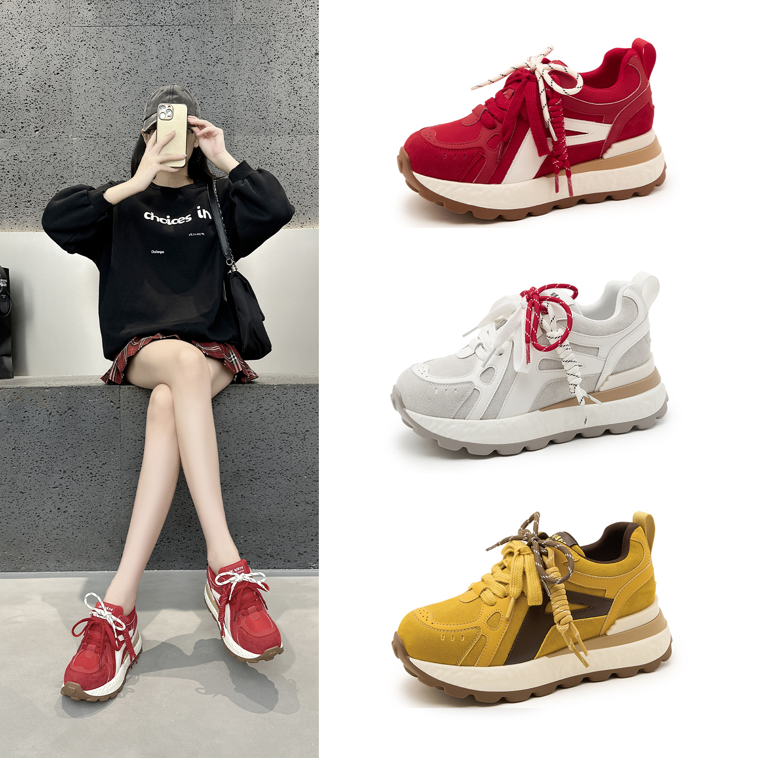 7cm德训鞋女款2025新款秋季休闲运动鞋子女鞋爆款超火百搭阿甘鞋