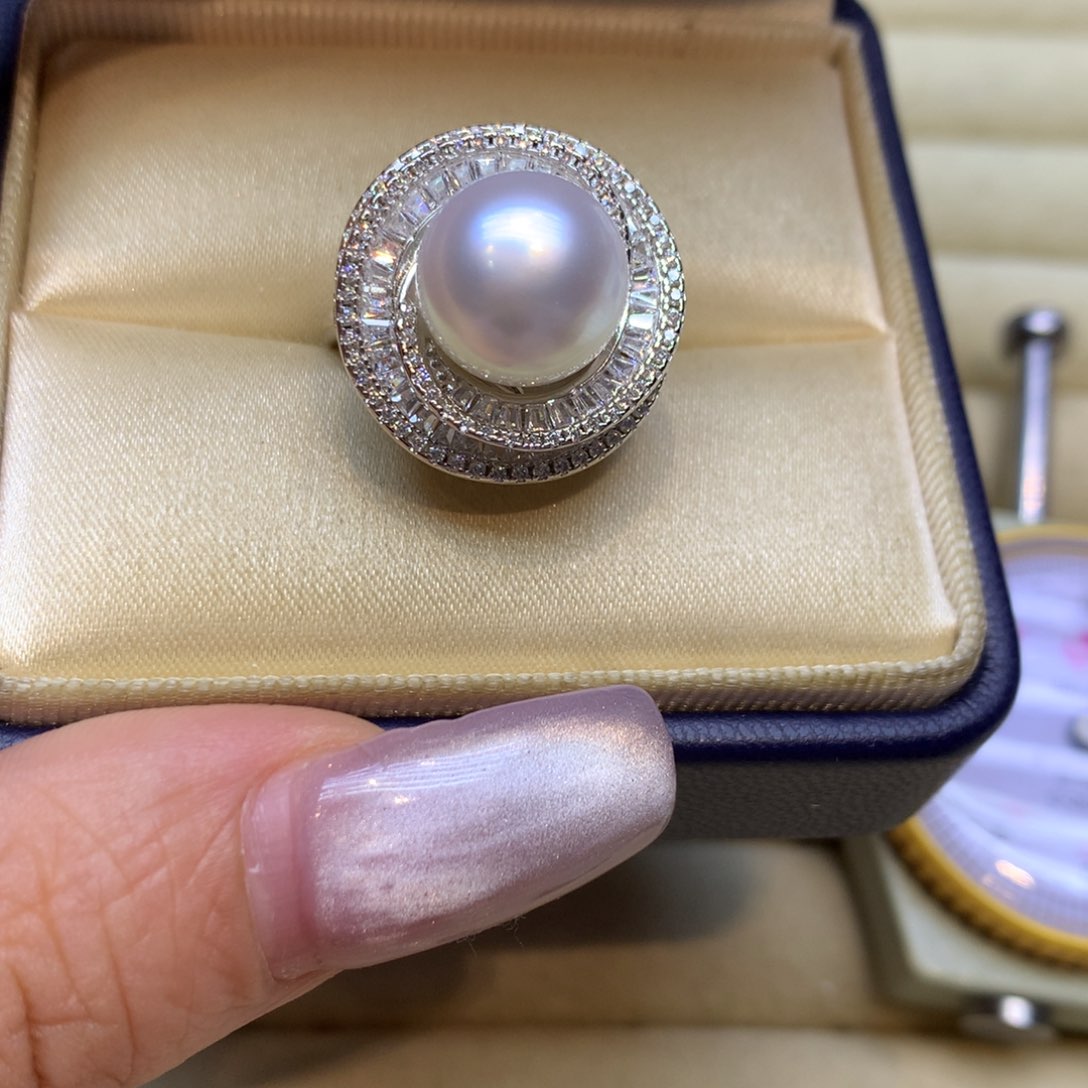 银S925镶嵌戒指海水珍珠