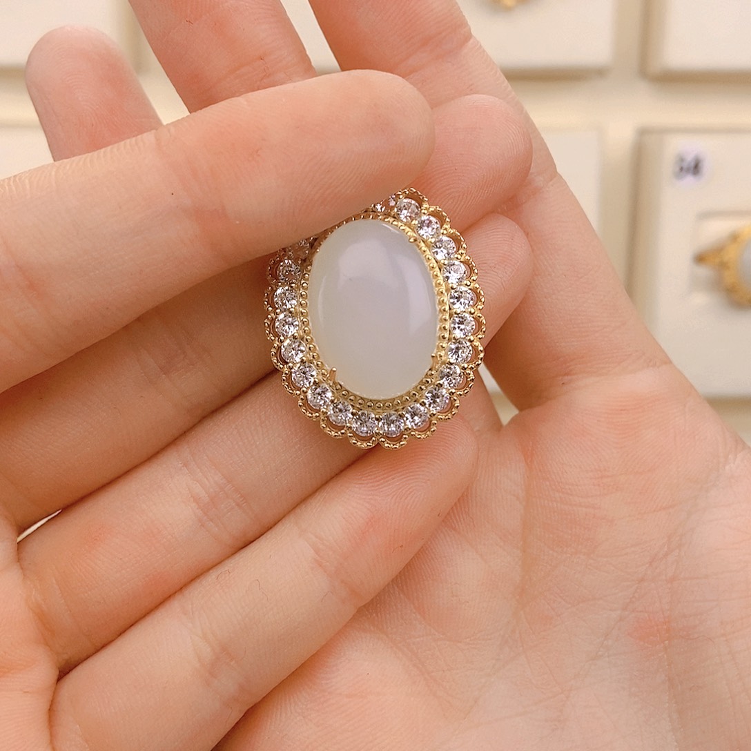 和田玉颈饰银S925镀金镶嵌