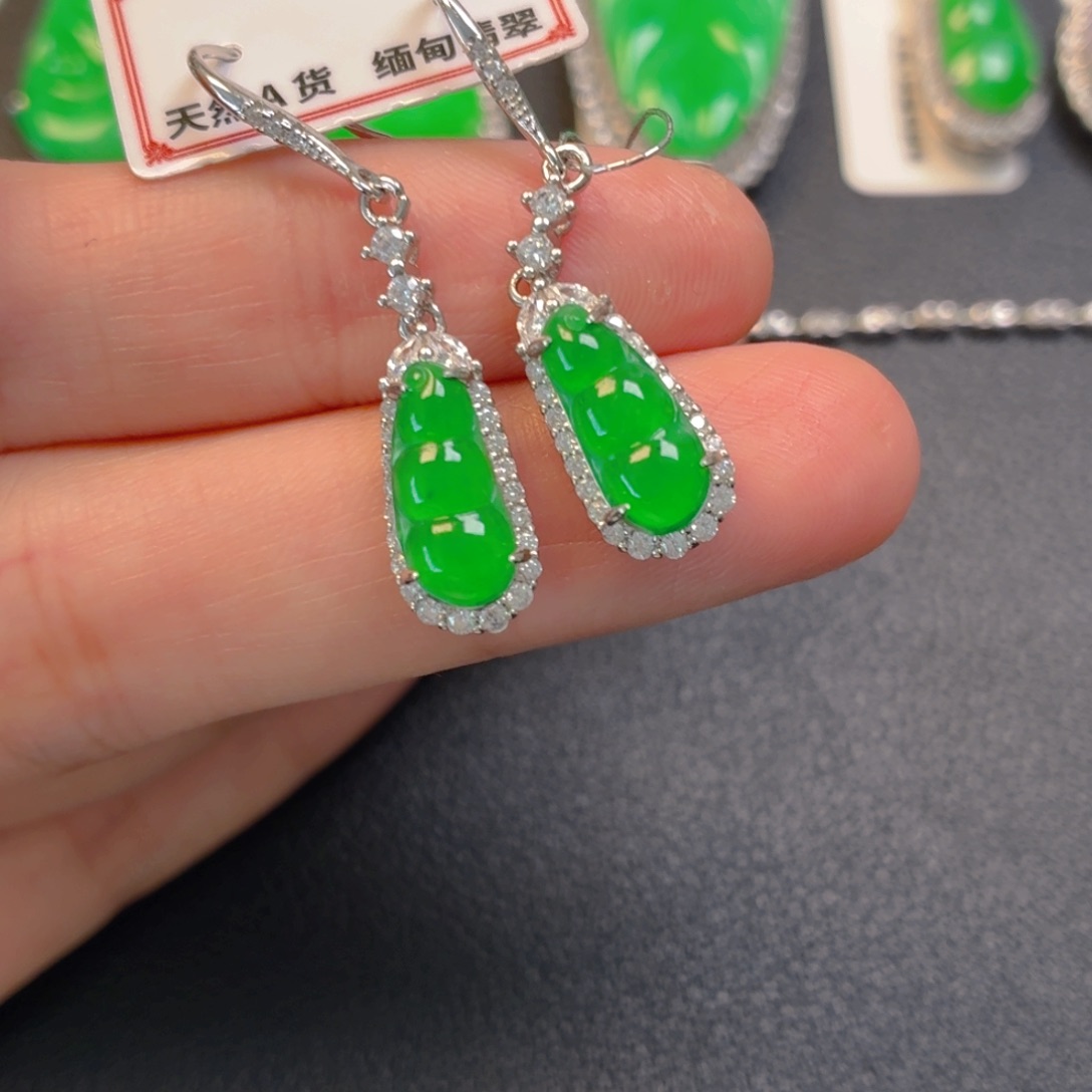 翡翠银S925镶嵌吊坠(不含链)耳坠