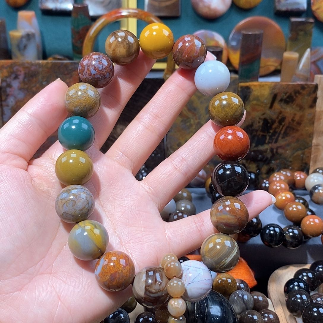 硅化玉天然北票硅化玉手串未镶嵌天然北票硅化玉手串