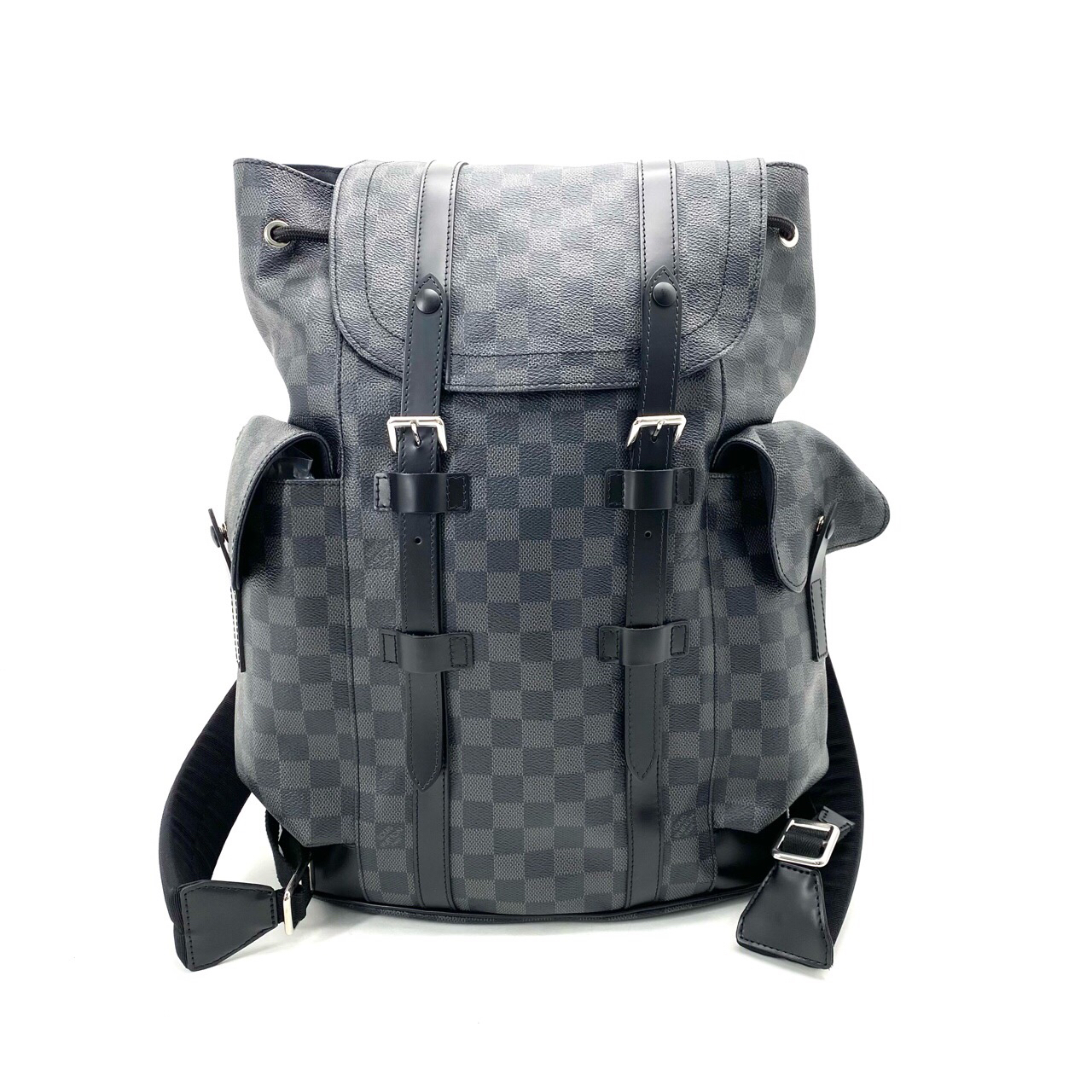99新 LouisVuitton/路易威登 黑棋盘Christopher双肩38/44