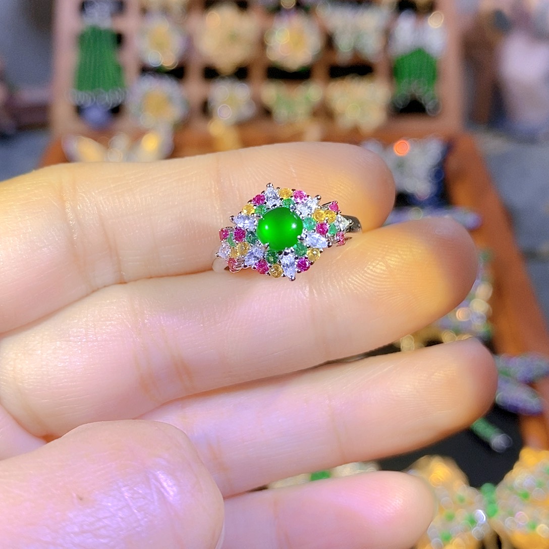 吊坠(不含链)银S925镶嵌翡翠