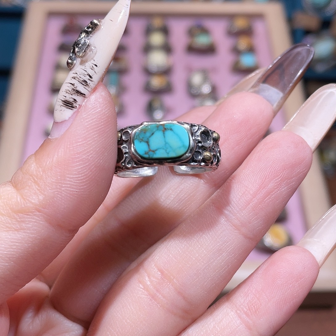 小***茜绿松石银S925镶嵌戒指戒指